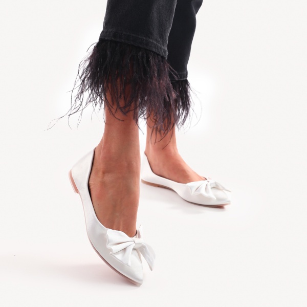 BALERINI Dama cu Fundita din Material Lycra CRL0760 ALB - Img 2