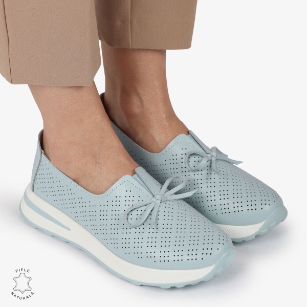 BALERINI dama din Piele Naturala CRL1060 CULOARE: ALBASTRU - Img 2