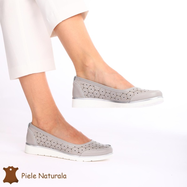 Balerini Dama Piele naturală CRL0026 GRI - Img 3