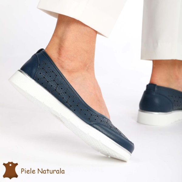 Balerini Dama Piele naturală CRL0026 NAVY - Img 3