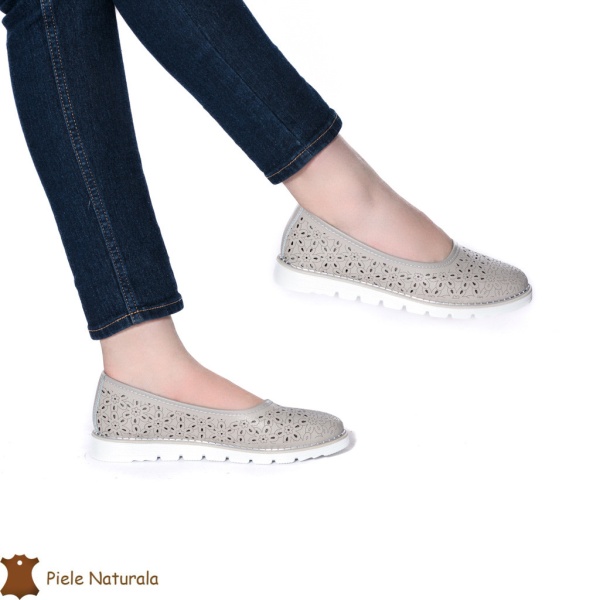 Balerini Dama Piele naturală CRL0030 GRI - Img 2