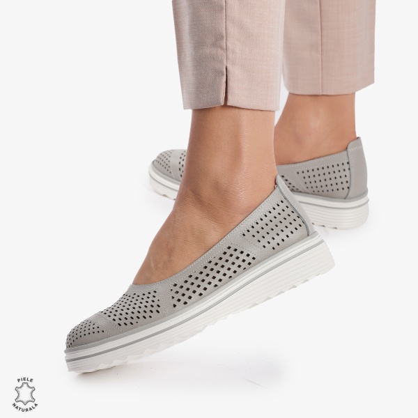Balerini Dama Piele naturală CRL0105 GRI - Img 3