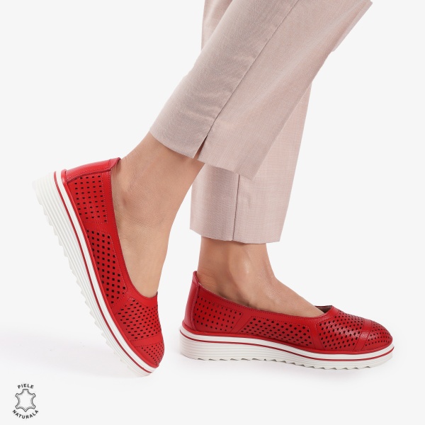 Balerini Dama Piele naturală CRL0105 ROSU - Img 3