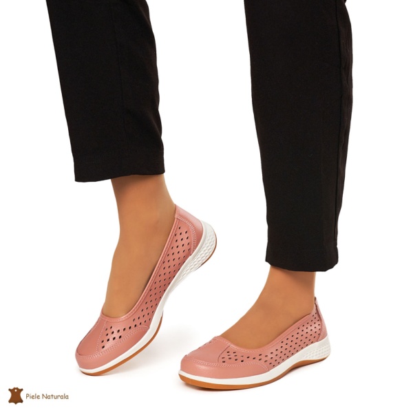Balerini Dama Piele Naturala Slip-on CRL0073 ROZ - Img 2