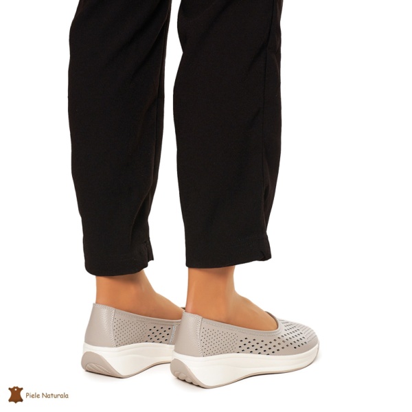 Balerini Dama Piele Naturala Slip-on CRL0076 GRI - Img 4