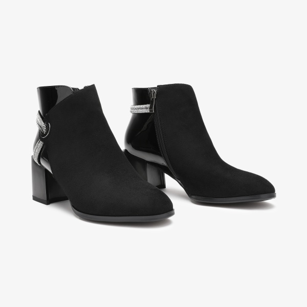 Botine dama din Piele Ecologica CRL0662NEGRUSHINNY - Img 2