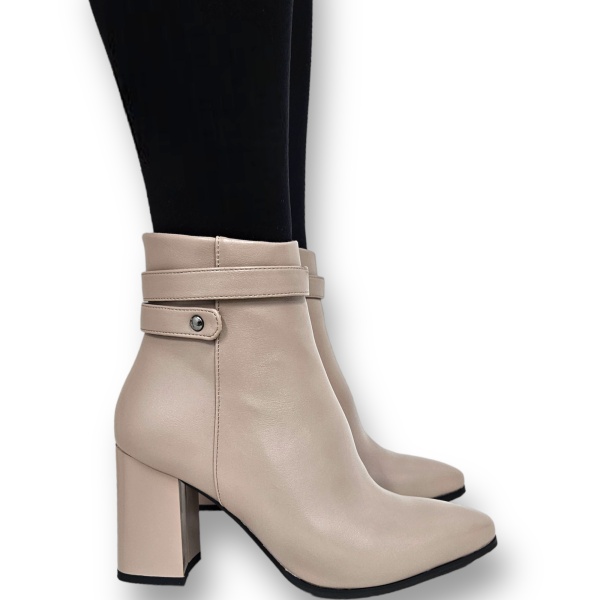 Botine DAMA din PIELE Ecologica cu FERMOAR si Catarama CRL0926 CULOARE: Bej - Img 3