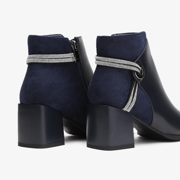Botine dama din Piele Ecologica+Piele Ecologica Intoarsa CRL0662 Bleumarin - Img 3