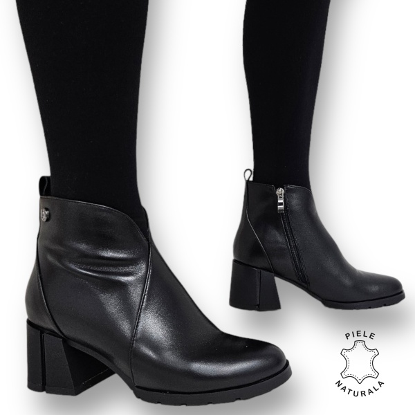 Botine DAMA din PIELE Naturala CRL0936 CULOARE: Negru - Img 8