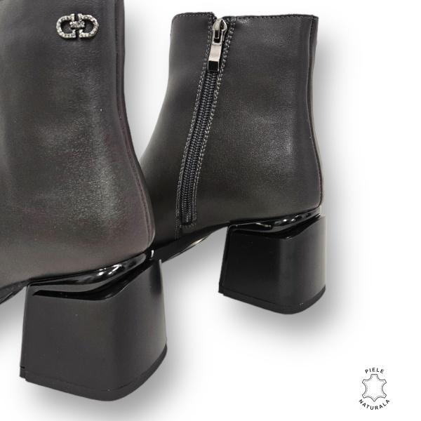 Botine DAMA din PIELE NATURALA CU TOC GROS Gri CRL0905 - Img 4