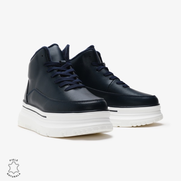 Ghete dama din Piele Naturala CRL0646 Bleumarin - Img 2