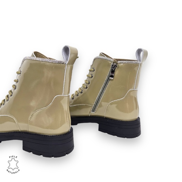 GHETE DAMA din PIELE NATURALA LUCIOASA CRL0896 CULOARE:Verde - Img 4