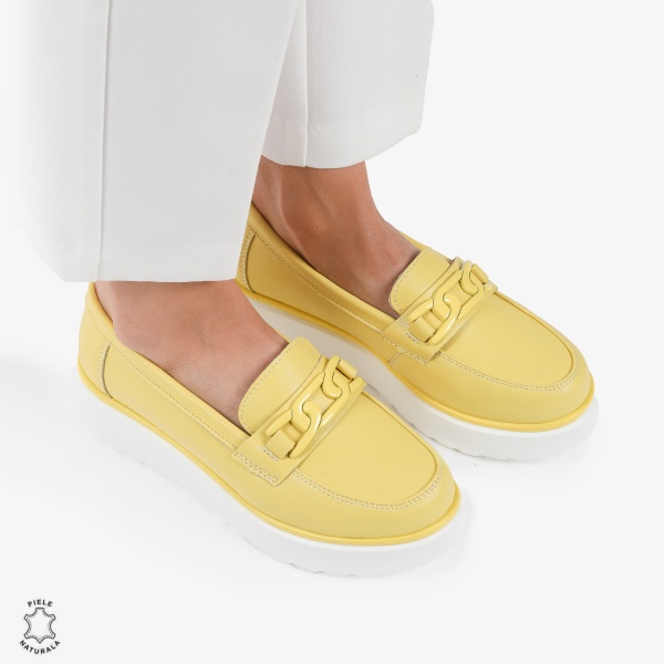 Mocasini dama din piele naturala CRL0787 GALBEN - Img 3