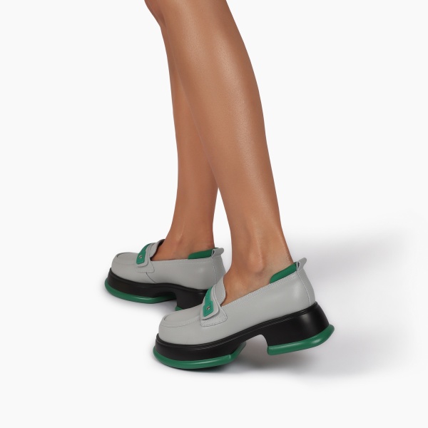 Mocasini dama din Piele Naturala CRL0841 GRI - Img 3