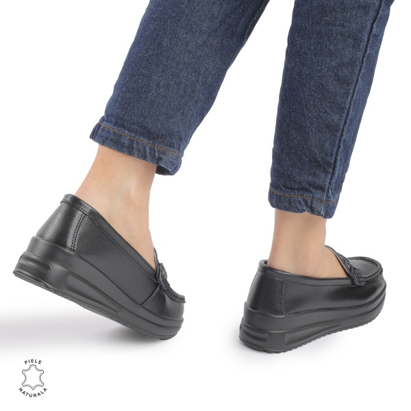 Mocasini DAMA din PIELE Naturala CRL0941 CULOARE: Negru - Img 3