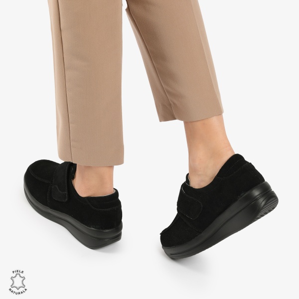 Mocasini dama din piele naturala cu talpa groasa INTOARSA CRL0004 NEGRU - Img 4