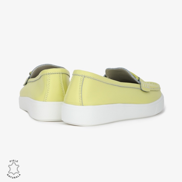 Mocasini Dama Piele Naturala cu talpa plata CRL0206 GALBEN - Img 3
