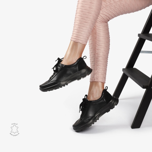 Pantofi Casual dama din Piele Naturala CRL0854 NEGRU - Img 3