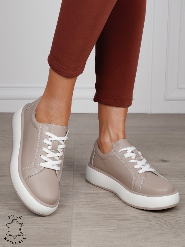 Pantofi Casual damă din piele naturală CRL1568 ROZ - Img 2
