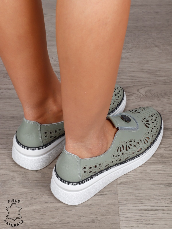 Pantofi Casual dama din Piele naturala cu model Perforat CRL1600 Barilla - Img 3