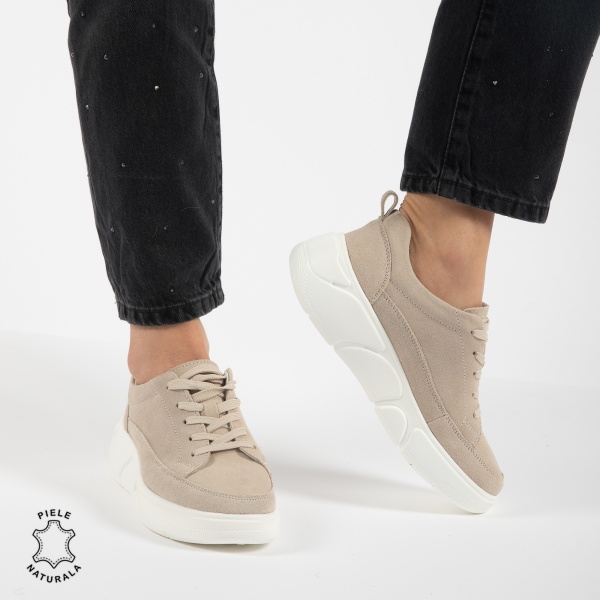 Pantofi Casual DAMA din PIELE NATURALA intoarsa CRL0912 - Img 3