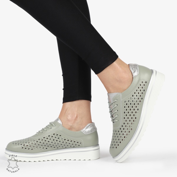 Pantofi Casual dama din piele naturala Perforati CRL0782 BARILLA - Img 3