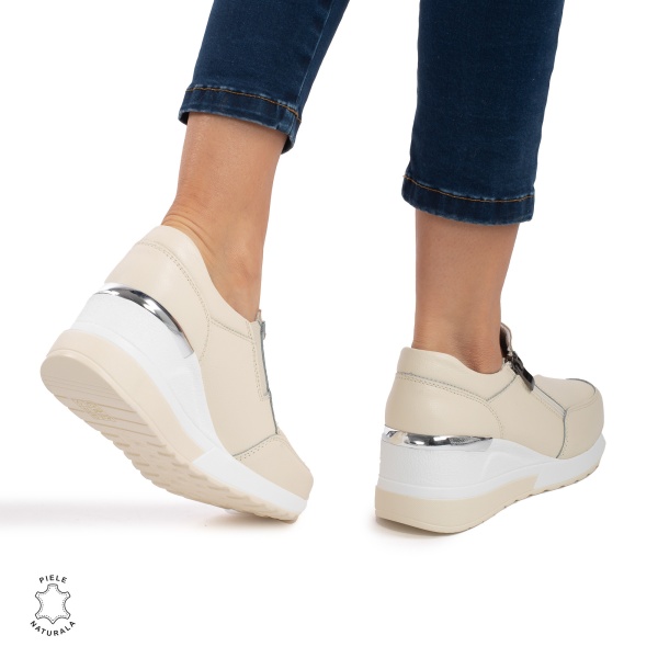 Pantofi Casual Dama Piele Naturala CRL0072 BEJ- N - Img 3
