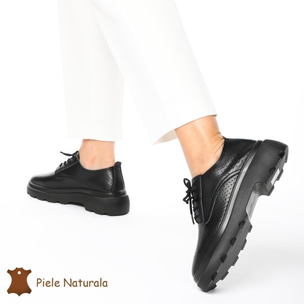 Pantofi Casual Dama Piele naturală CRL0207 NEGRU - Img 2