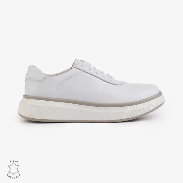 Pantofi Casual Dama Piele Naturala CRL1002 Culoare: ALB - Img 2