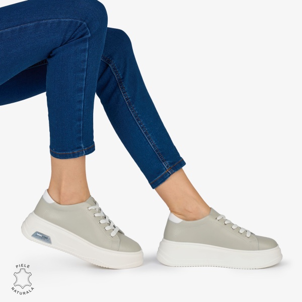 PANTOFI CASUAL Dama Piele Naturala CRL1054 Culoare: GRI - Img 3