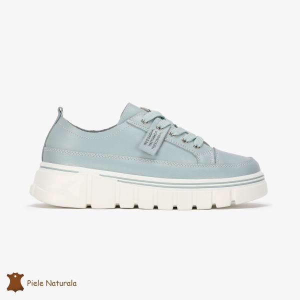 Pantofi Casual de dama din Piele naturala Interior confortabil CRL0488 Albastru - Img 2