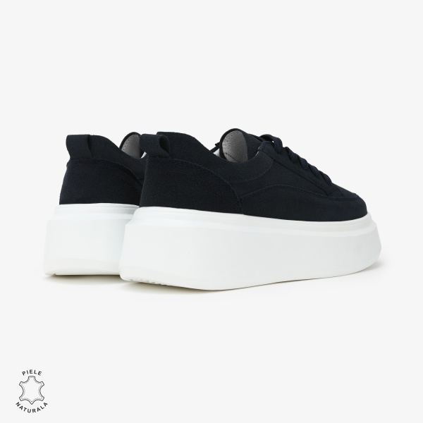 Pantofi Casual de dama din Piele Naturala Intoarsa CRL0567 NAVY - Img 3