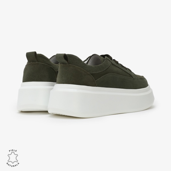 Pantofi Casual de dama din Piele Naturala Intoarsa CRL0567 VERDE - Img 3