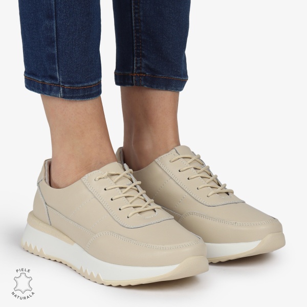 Pantofi casual piele naturala CRL886 BEJ - Img 6