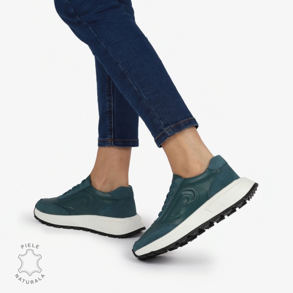 Pantofi casual piele naturala CU MODEL LATERAL CRL1304 VERDE - Img 3