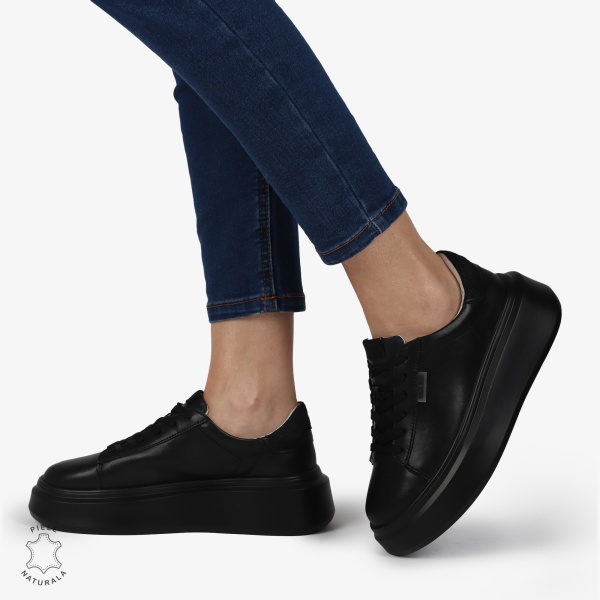 Pantofi DAMA CASUAL din piele naturală confort și stil CRL1378 NEGRU - Img 2