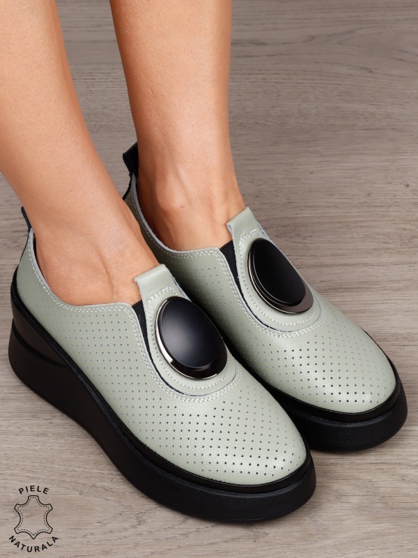 Pantofi damă din piele naturală model comod cu element decorativ frontal CRL1443 BARILLA - Img 2
