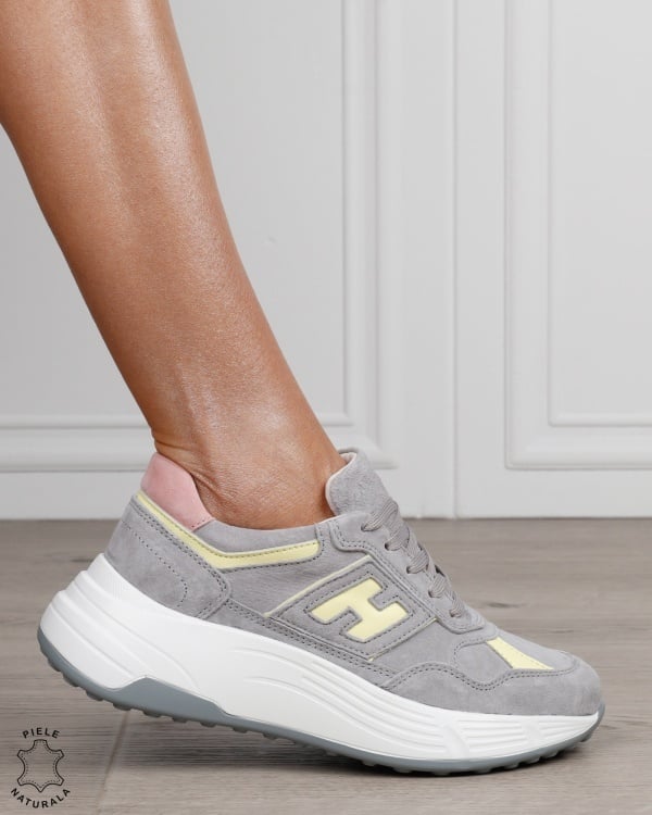 Pantofi sport damă din piele naturală în combinație de culori CRL1879 GRI - Img 2