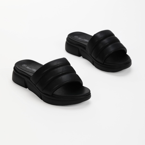 Papuci dama din Piele Ecologica negre CRL0212 - Img 3