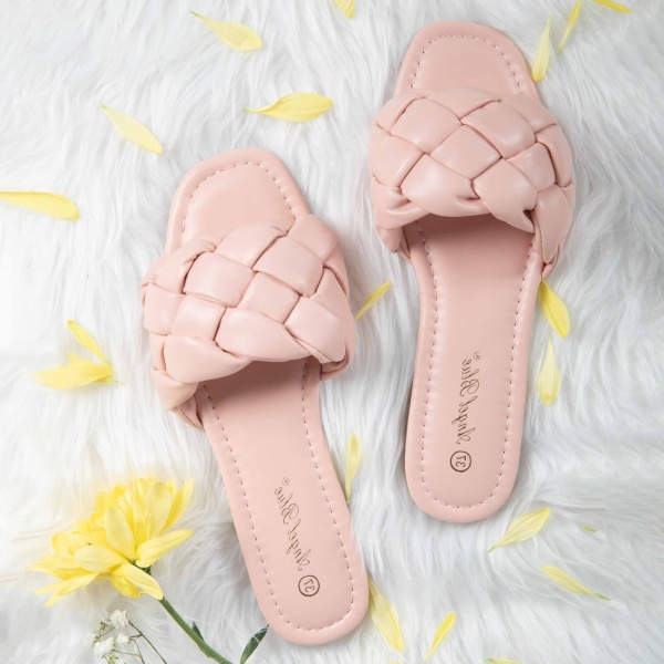 Papuci dama din Piele Ecologica roz CRL0151 - Img 2