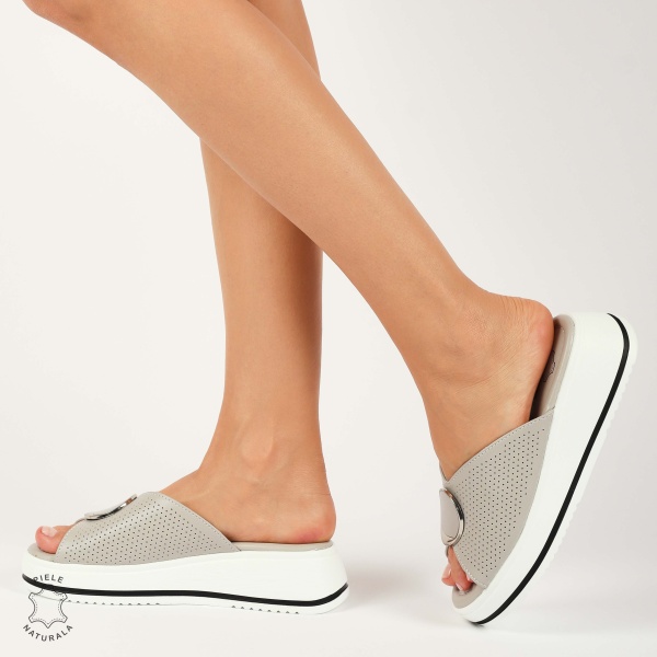 PAPUCI Dama DIN Piele Naturala CRL1436 GRI - Img 2