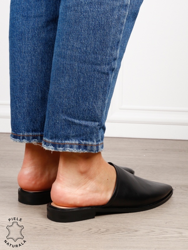 PAPUCI DAMA DIN PIELE NATURALA cu design clasic CRL1625 NEGRU - Img 4