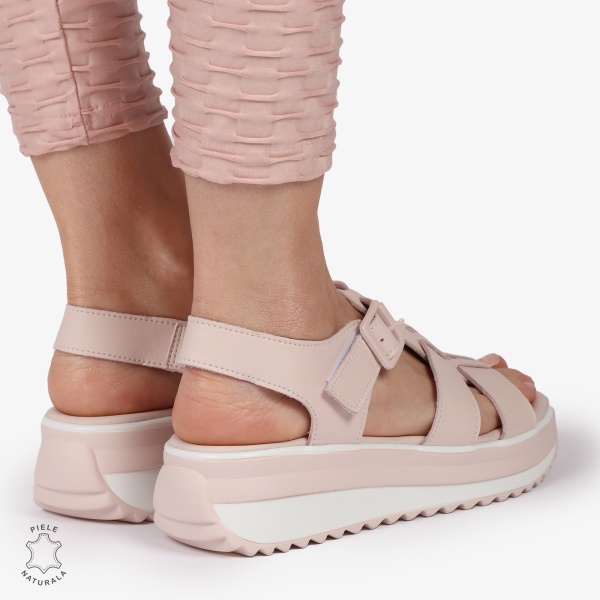 SAndale DAMA DIN PIELE NATURALA CU BARETE CRL1424 ROZ - Img 4