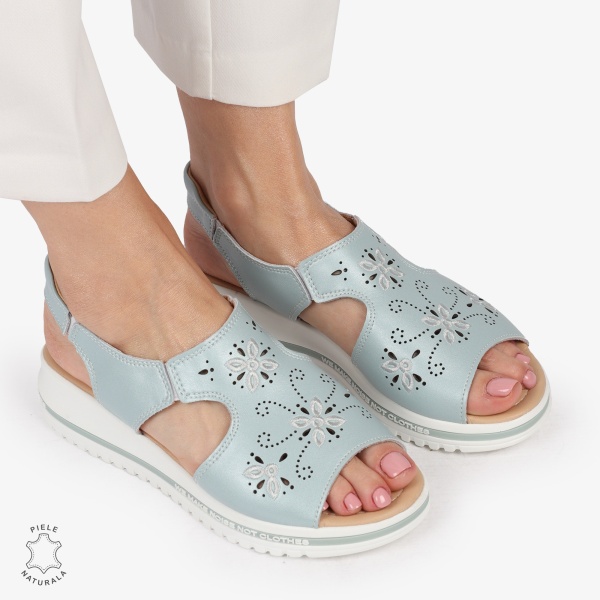 Sandale dama din Piele Naturala cu talpa Inalta CRL0195 BARILA - Img 2