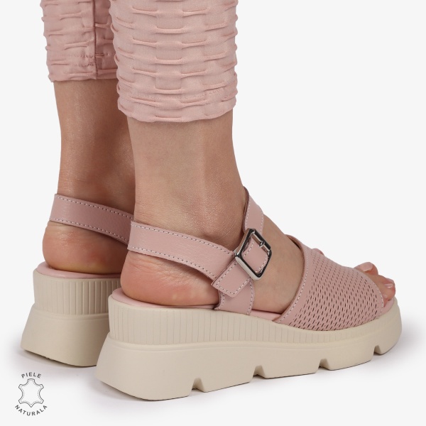 SAndale DAMA DIN PIELE NATURALA CU TALPA INALTA CRL1420 ROZ - Img 3