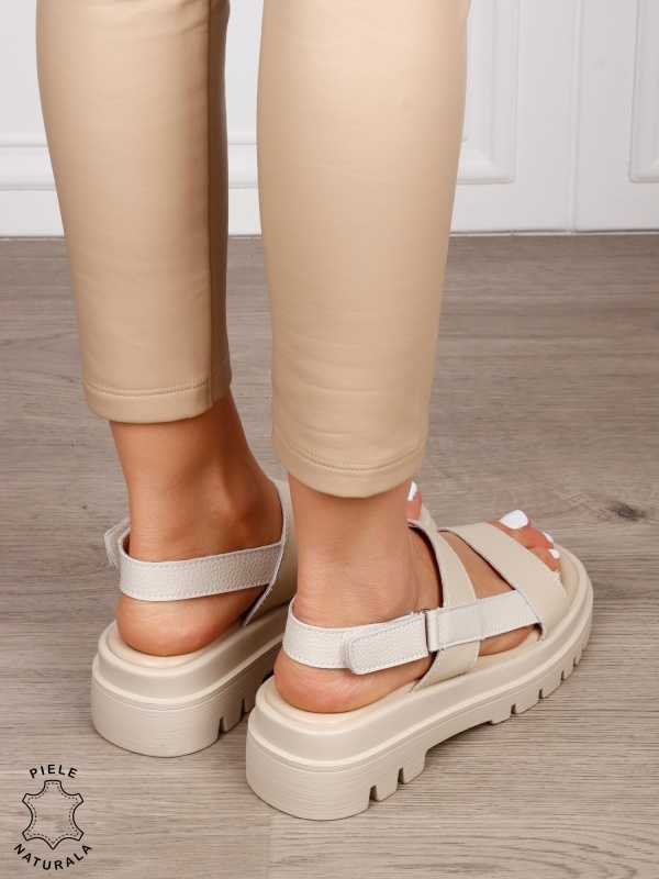 Sandale damă din piele naturală model casual chic CRL1654 BEJ - Img 4