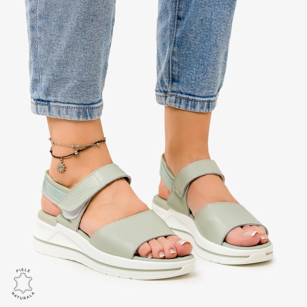 SANDALE Dama Piele Naturala CU BARETA CRL1098 Culoare: BARILLA - Img 2