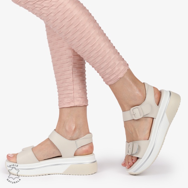 SAndale DAMA SPORT DIN PIELE NATURALA CU INCHIDERE CATARAMA CRL1412 BEJ - Img 2