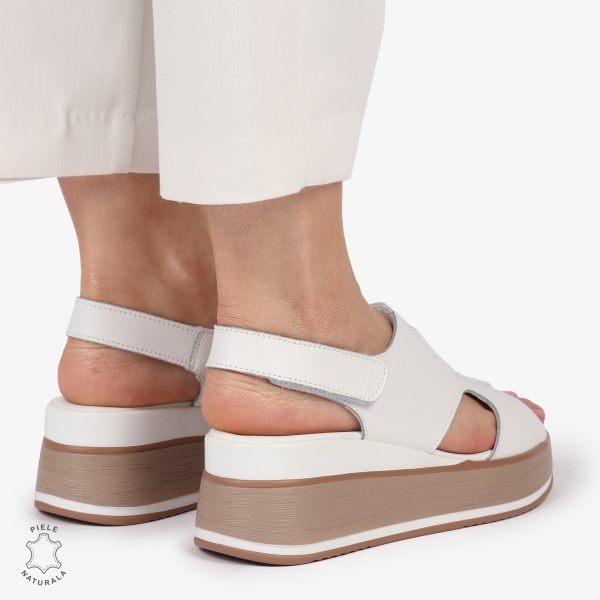 Sandale DAMA SPORT DIN PIELE NATURALA CU INCHIDERE SCAI CRL1410 ALB - Img 4