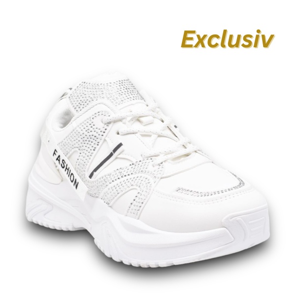 SNEAKERS din PIELE ECOLOGICA CU STRAS in stil Zig-Zag,Usori CRL0865 - Img 3